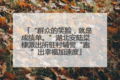 “群众的笑脸，就是成绩单。”湖北安陆棠棣派出所驻村辅警“跑”出幸福加速度