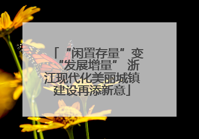 “闲置存量”变“发展增量” 浙江现代化美丽城镇建设再添新意