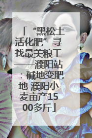 “黑松土活化肥”寻找最美粮王——濮阳站：碱地变肥地 濮阳小麦亩产1500多斤