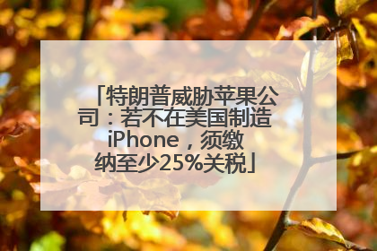 特朗普威胁苹果公司：若不在美国制造iPhone，须缴纳至少25%关税