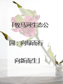 牧马河生态公园：向绿而行 向新而生