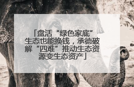 盘活“绿色家底” 生态也能换钱，承德破解“四难”推动生态资源变生态资产