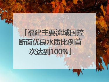 福建主要流域国控断面优良水质比例首次达到100%