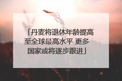 丹麦将退休年龄提高至全球最高水平 更多国家或将逐步跟进