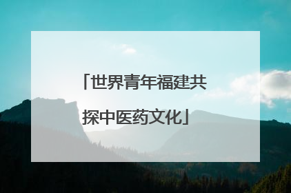 世界青年福建共探中医药文化