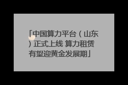 中国算力平台（山东）正式上线 算力租赁有望迎黄金发展期