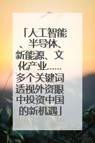 人工智能、半导体、新能源、文化产业……多个关键词透视外资眼中投资中国的新机遇
