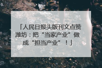 人民日报头版刊文点赞潍坊：把“当家产业”做成“担当产业”！
