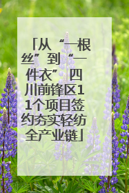 从“一根丝”到“一件衣” 四川前锋区11个项目签约夯实轻纺全产业链