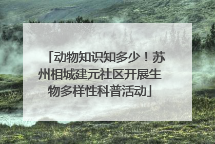 动物知识知多少！苏州相城建元社区开展生物多样性科普活动