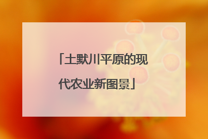 土默川平原的现代农业新图景