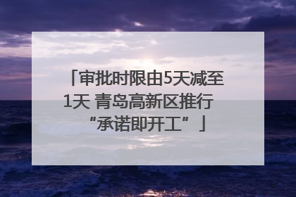 审批时限由5天减至1天 青岛高新区推行“承诺即开工”