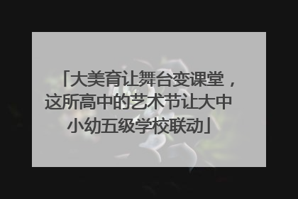 大美育让舞台变课堂，这所高中的艺术节让大中小幼五级学校联动
