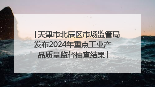 天津市北辰区市场监管局发布2024年重点工业产品质量监督抽查结果