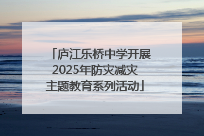庐江乐桥中学开展2025年防灾减灾主题教育系列活动