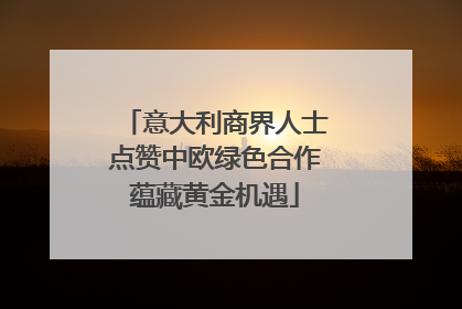 意大利商界人士点赞中欧绿色合作蕴藏黄金机遇