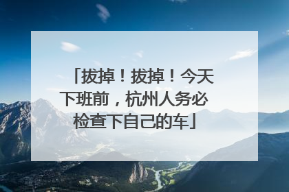 拔掉！拔掉！今天下班前，杭州人务必检查下自己的车
