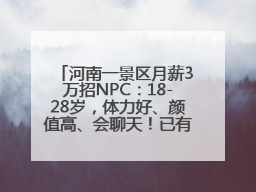 河南一景区月薪3万招NPC：18-28岁，体力好、颜值高、会聊天！已有1000多人应聘