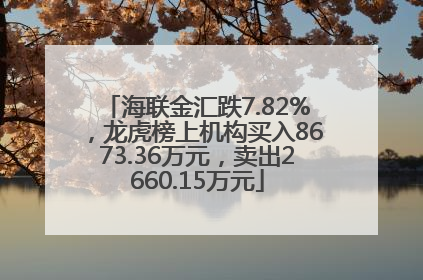 海联金汇跌7.82%，龙虎榜上机构买入8673.36万元，卖出2660.15万元