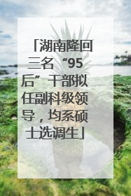 湖南隆回三名“95后”干部拟任副科级领导，均系硕士选调生