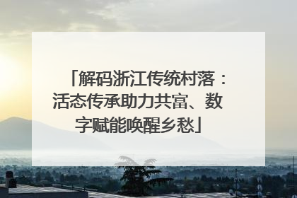 解码浙江传统村落：活态传承助力共富、数字赋能唤醒乡愁