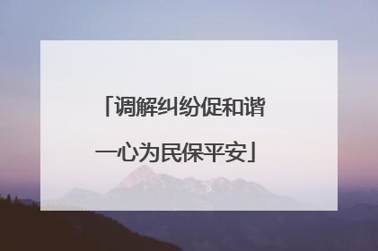 调解纠纷促和谐 一心为民保平安
