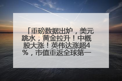 重磅数据出炉，美元跳水，黄金拉升！中概股大涨！英伟达涨超4%，市值重返全球第一！黄仁勋计划出售至多600万股股票