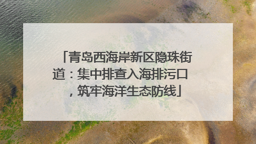 青岛西海岸新区隐珠街道：集中排查入海排污口，筑牢海洋生态防线