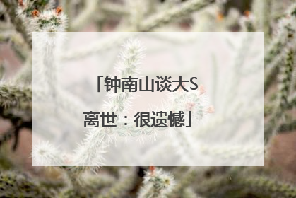 钟南山谈大S离世：很遗憾