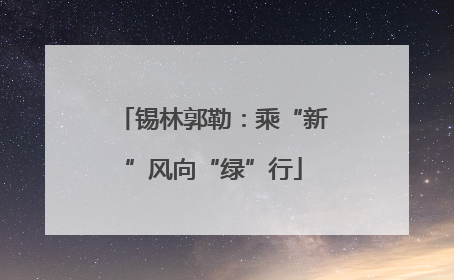 锡林郭勒：乘“新”风向“绿”行