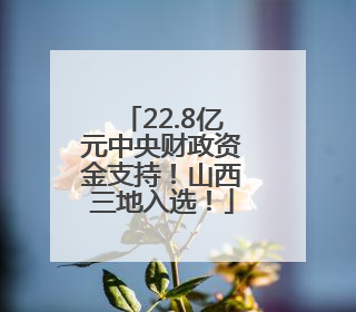 22.8亿元中央财政资金支持！山西三地入选！