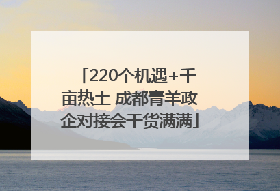 220个机遇+千亩热土 成都青羊政企对接会干货满满